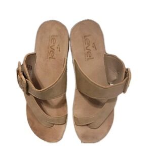 Level Anatomic Shoes Women's Suede Toe Slides With Decorative Buckle SZ 38/SZ 7